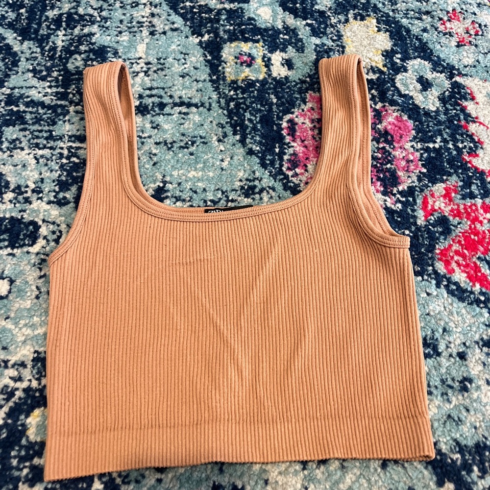 Zara Ribbed Brown Tank Top